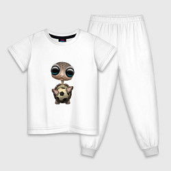 Пижама хлопковая детская Футбол - Черепашка, цвет: белый