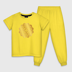 Пижама хлопковая детская Золотой узор мандалы, цвет: желтый