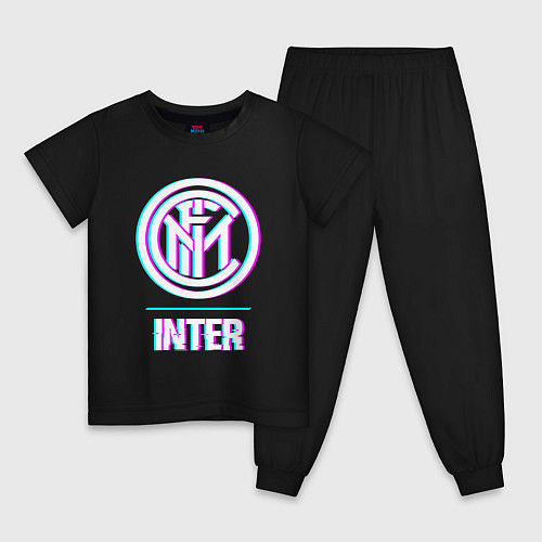 Детская пижама Inter FC в стиле glitch / Черный – фото 1