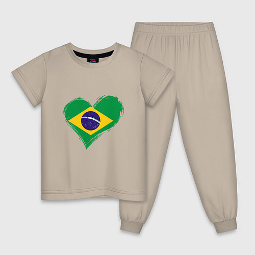 Детская пижама Сердце - Бразилия / Миндальный – фото 1