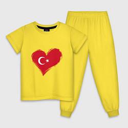 Пижама хлопковая детская Сердце - Турция, цвет: желтый