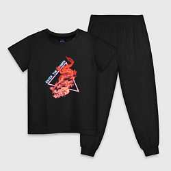 Пижама хлопковая детская Retrowave Японский Дракон, цвет: черный