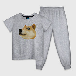 Детская пижама Объёмный пиксельный пёс Доге внимательно смотрит