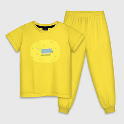 Пижама хлопковая детская Серая мышка сидит на сыре, цвет: желтый