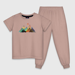 Пижама хлопковая детская Без дорог, цвет: пыльно-розовый