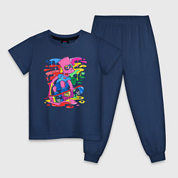 Детская пижама Барт Симпсон - крутой скейтер - разноцветные клякс
