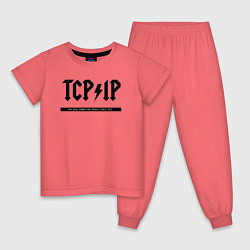Пижама хлопковая детская TCPIP Connecting people since 1972, цвет: коралловый