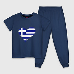 Пижама хлопковая детская Сердце - Греция, цвет: тёмно-синий
