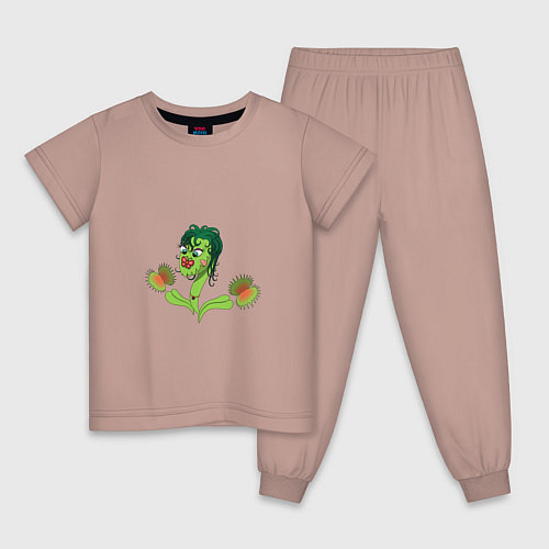 Детская пижама Мухоловка и бабочка / Пыльно-розовый – фото 1