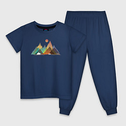 Пижама хлопковая детская Внутри гор, цвет: тёмно-синий