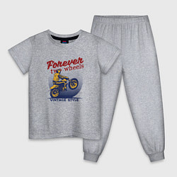 Пижама хлопковая детская Винтажный стиль мотоциклист, цвет: меланж