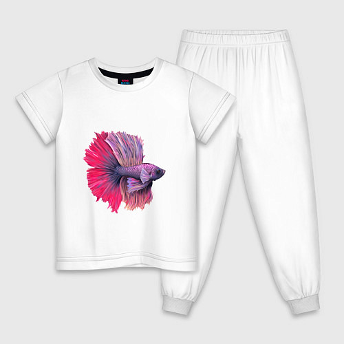 Детская пижама Японская цветная рыбка / Белый – фото 1