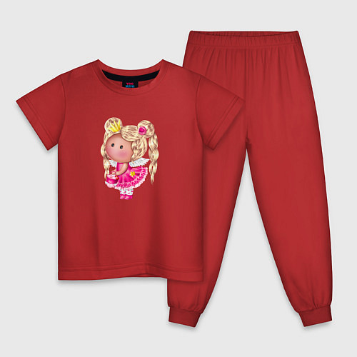 Детская пижама Маленькая принцесса блондинка / Красный – фото 1