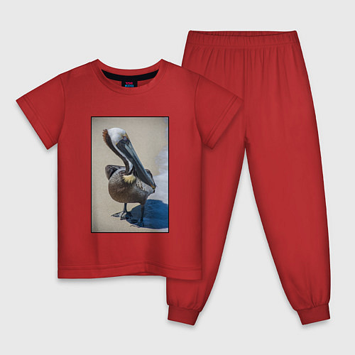 Детская пижама Пеликан у моря / Красный – фото 1