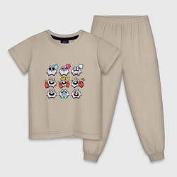 Пижама хлопковая детская Значки на Динамайк Пины Бравл Старс Dynamike, цвет: миндальный
