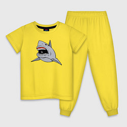 Пижама хлопковая детская Злая белая акула, цвет: желтый