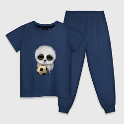 Пижама хлопковая детская Футбол - Сова, цвет: тёмно-синий