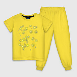 Пижама хлопковая детская Желтые цветы Ромашки Подсолнухи Подарок садоводу, цвет: желтый