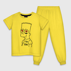 Пижама хлопковая детская Im fine - Bart Simpson, цвет: желтый