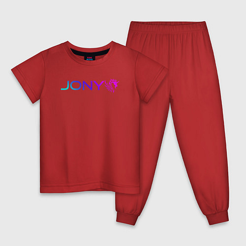 Детская пижама Джони - неон / Красный – фото 1