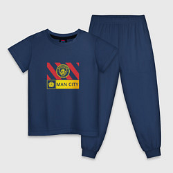 Пижама хлопковая детская Manchester City - Stripe 202223, цвет: тёмно-синий