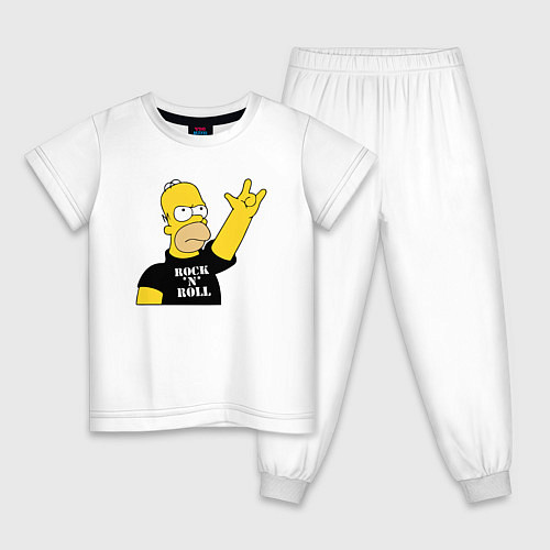 Детская пижама Гомер Симпсон - Rock n Roll / Белый – фото 1