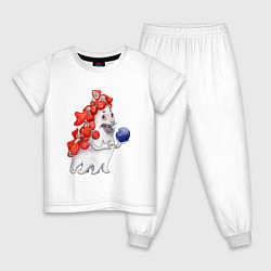 Пижама хлопковая детская Грибной монстрик, цвет: белый