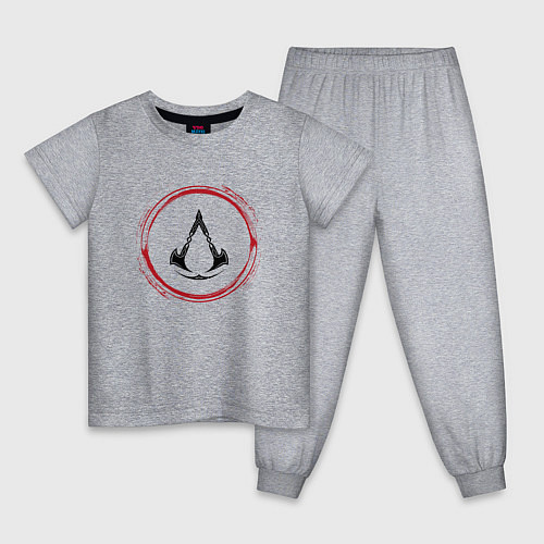 Детская пижама Символ Assassins Creed и красная краска вокруг / Меланж – фото 1