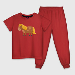 Пижама хлопковая детская Милый маленький пони, цвет: красный