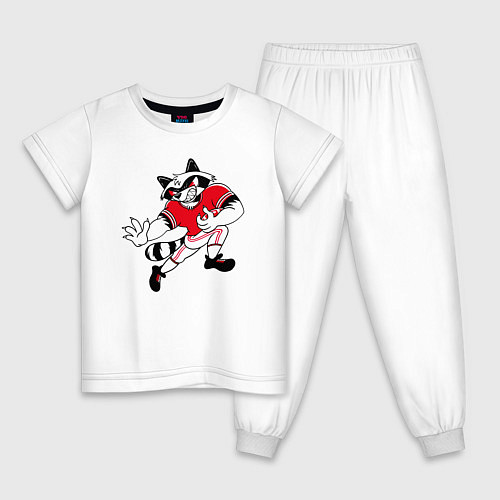 Детская пижама Енот американский футболист / Белый – фото 1