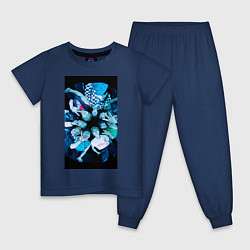 Пижама хлопковая детская Stray Kids CHEESE, цвет: тёмно-синий