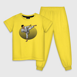 Пижама хлопковая детская Боевые искусства - каратист, цвет: желтый