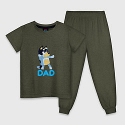 Пижама хлопковая детская Doggy Dad, цвет: меланж-хаки