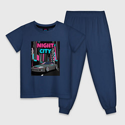 Пижама хлопковая детская Toyota Soarer Night City, цвет: тёмно-синий