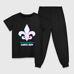Пижама хлопковая детская Saints Row в стиле glitch и баги графики, цвет: черный