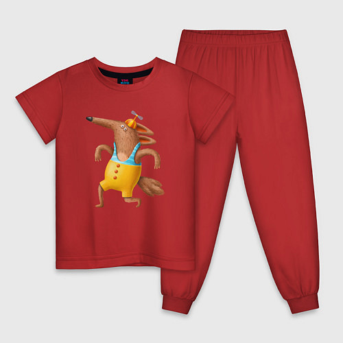 Детская пижама Волк в плавательном костюме / Красный – фото 1