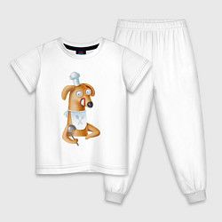 Пижама хлопковая детская Собака - повар, цвет: белый