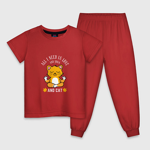 Детская пижама Yoga - Cat / Красный – фото 1