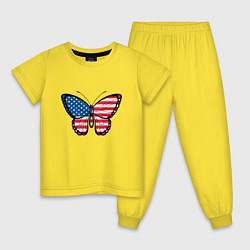 Пижама хлопковая детская Бабочка - США, цвет: желтый