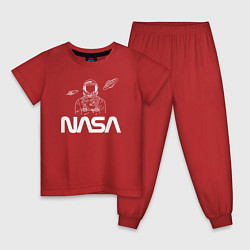 Пижама хлопковая детская Nasa - космонавт, цвет: красный