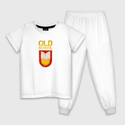 Пижама хлопковая детская Old School emblem, цвет: белый