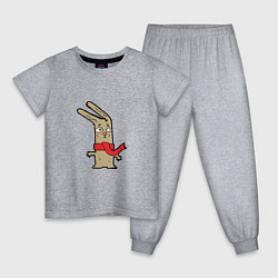 Пижама хлопковая детская Кролик в шарфике, цвет: меланж