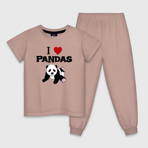 Детская пижама I love Panda - люблю панд / Пыльно-розовый – фото 1