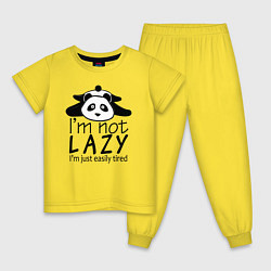 Пижама хлопковая детская Я не ленивый я просто быстро устаю - панда, цвет: желтый