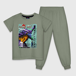 Пижама хлопковая детская EVA 01 Poster - Evangelion, цвет: авокадо