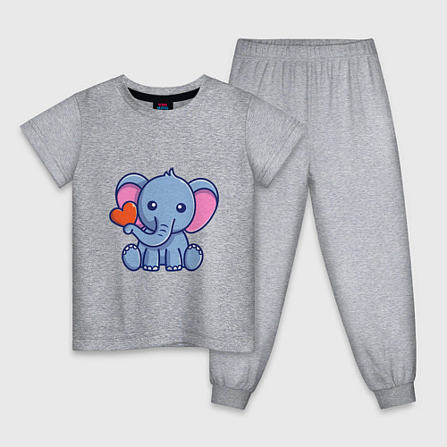 Детская пижама Love Elephant / Меланж – фото 1