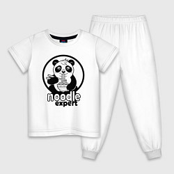 Пижама хлопковая детская Эксперт по лапше - панда, цвет: белый