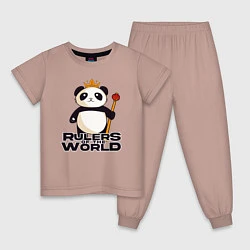 Пижама хлопковая детская Панда - Правители Мира, цвет: пыльно-розовый