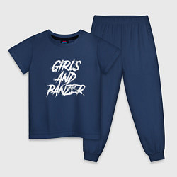 Пижама хлопковая детская Girls und Panzer logo, цвет: тёмно-синий