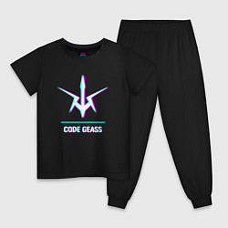 Пижама хлопковая детская Символ Code Geass в стиле glitch, цвет: черный